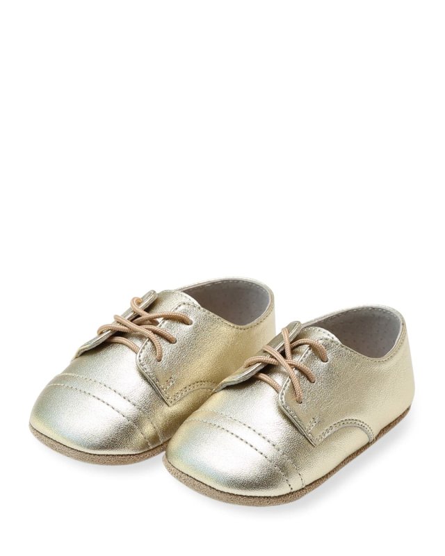 Bailey Metallic Leather Derby Crib Shoes,